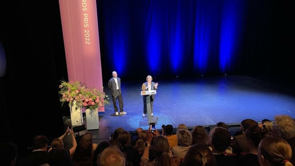 Sjefredaktør Ivan Kolpakov og utgiver Galina Timtsjenko mottok Fritt Ords pris i Oslo mandag kveld. (Foto: BN).