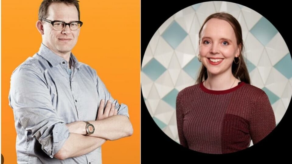 Anders Hofseth og Ingrid Austeng fra NRK Beta tar for seg utviklingen av KI som tema på Fagpressens årsmøte 20. mars. (Skjermdumper fra NRK).