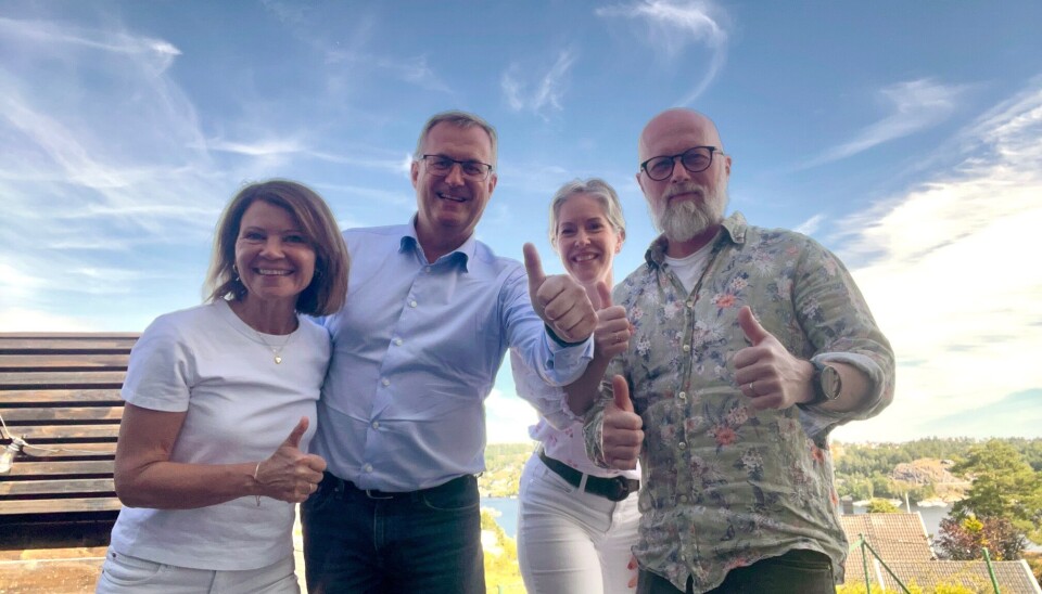 Fagpressens glade administrasjon. Fra venstre Ingrid Nergården Jortveit, Per Brikt Olsen, Camilla Briså og Kjartan Tyvand.