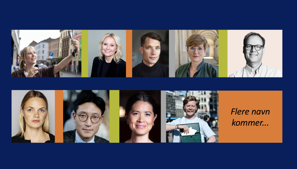 Øverst fra venstre: Rebekka Johannesen Litland (Frifagbevegelse), Bente Sollid, Tellef Raabe, Veslemøy Østrem (Altinget), Ståle de Lange Kofoed (IJ). Nederst fra venstre: Ina Julia Rojahn Schwebs (Panorama Nyheter), Danby Choi (Subjekt), Madeleine Thor (IRM) og Erlend Arnesen (Forsvarets forum).
